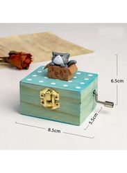 Cute animal hand crank music box wooden crafts ornaments music box, Mini Gift Wrapped Wooden Hand Crank Music Box with Lovely Pet, Cat 2