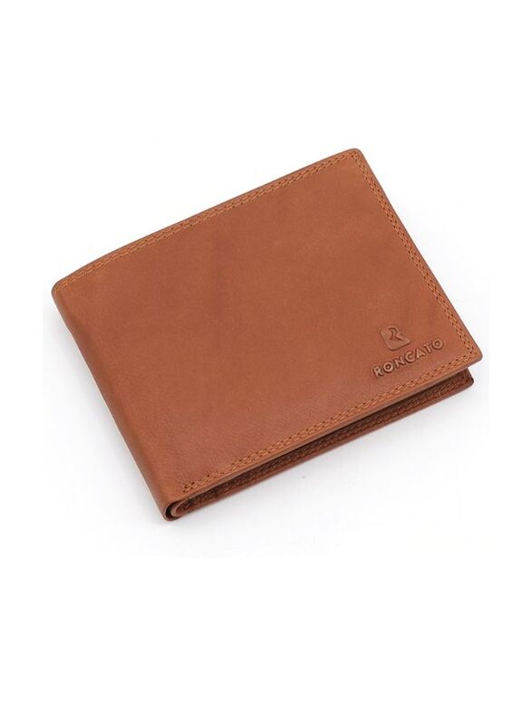 R Roncato Leather Wallet for Men, Length 12.5 cm, Width 9.5 cm, Height 2 cm, Compact and Classy Leather Wallet