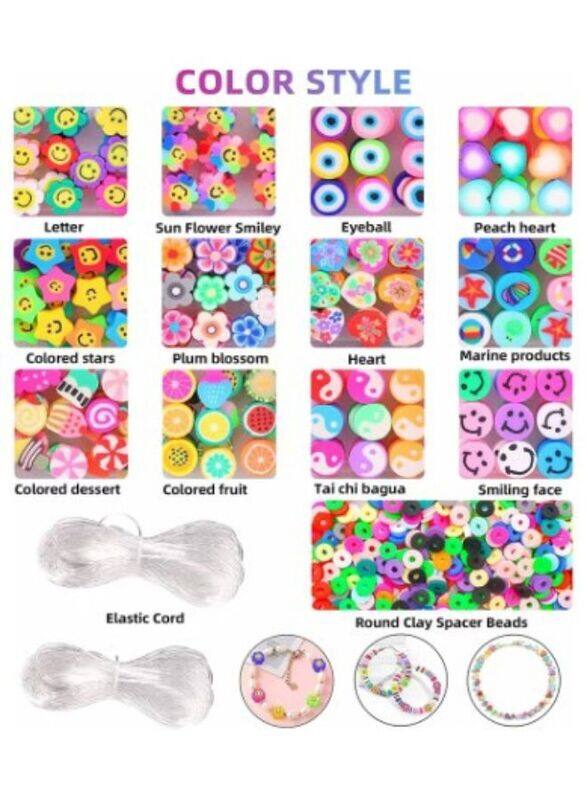 Smiley Beads for Making Bracelets Polymer Clay Beads 990 PCS 15 Styles Trendy Cute DIY Bracelet Earring Necklace Craft Making Supplies