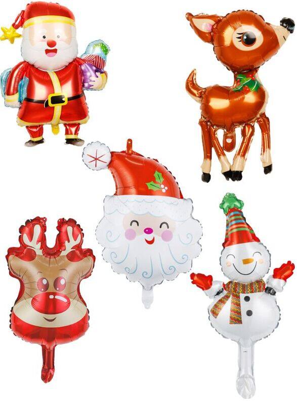 

Generic 5pcs Christmas Foil Balloons include 2 x Santa Claus, 1 x Reindeer, 1 x Snowman, 1 x Elk Happy Holidays Giant Balloon Decoration Party Supplies