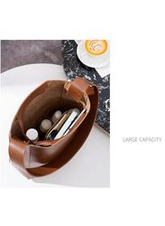 Vintage Simple Women Bucket Bag Handbag, Large Capacity Shoulder Bag Totes Solid Color Underarm Bag, Brown