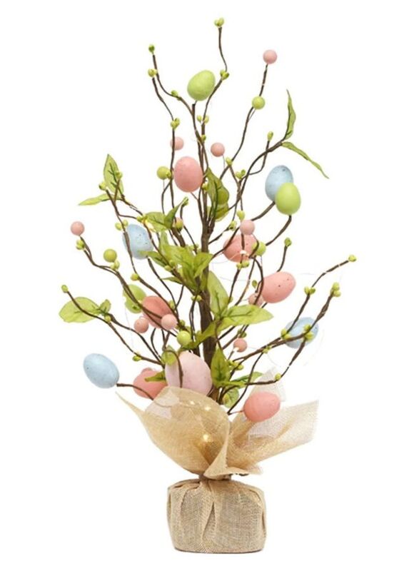 45cm Easter Tree with LED Light, Artificial Egg Tree Easter Decoration, Battery Operated Table Centerpiece for Home Wedding Party