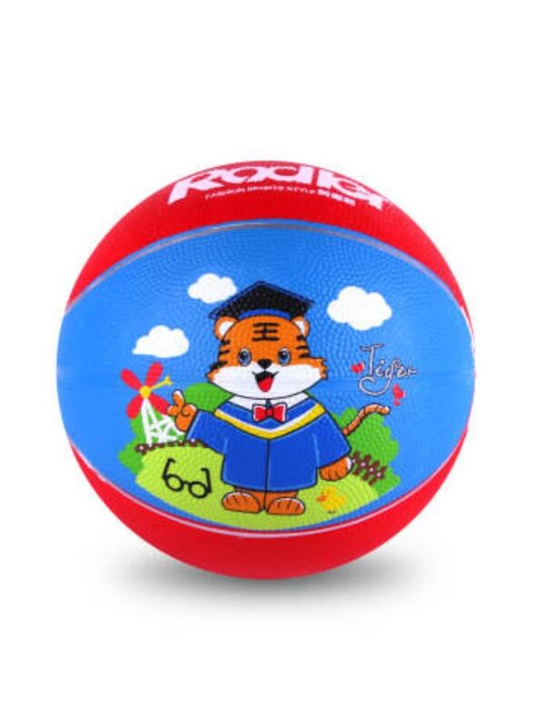 Rubber Size 3 Basketball for Kids Cartoon Ball for Indoor and Outdoor Playing (Red)