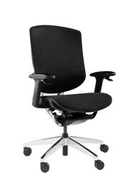 Ergonomic Revolving Chair for Office, Home and Shops with Adjustable Height, Armrest and Aluminum Base, Black