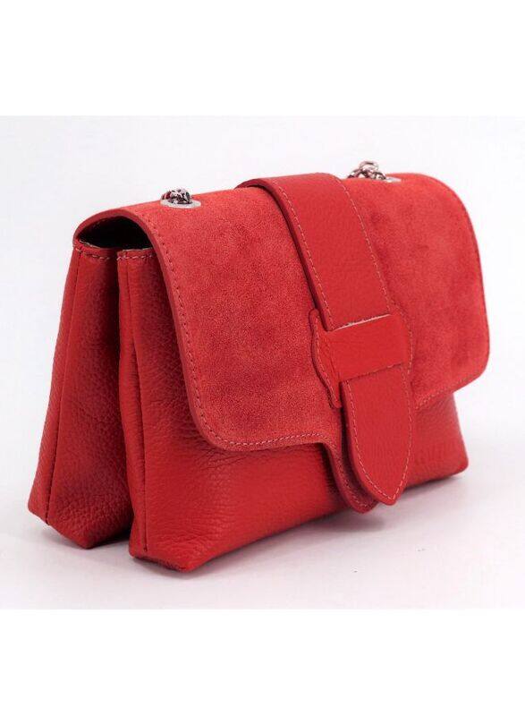 Genuine Leather Suede Red Color Bag - Bold and Beautiful