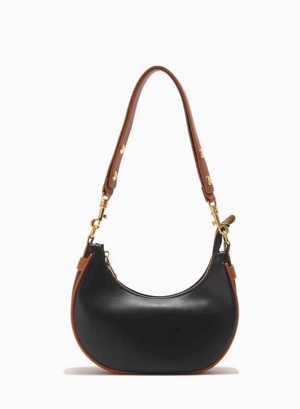 Half Moon Women's Shoulder Bag, Fashion Soft High Quality PU Leather Handbag, Black