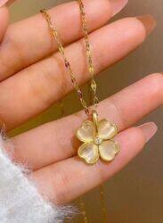 Exquisite White Flower Pendant on a Luxurious Golden Color Chain for Women