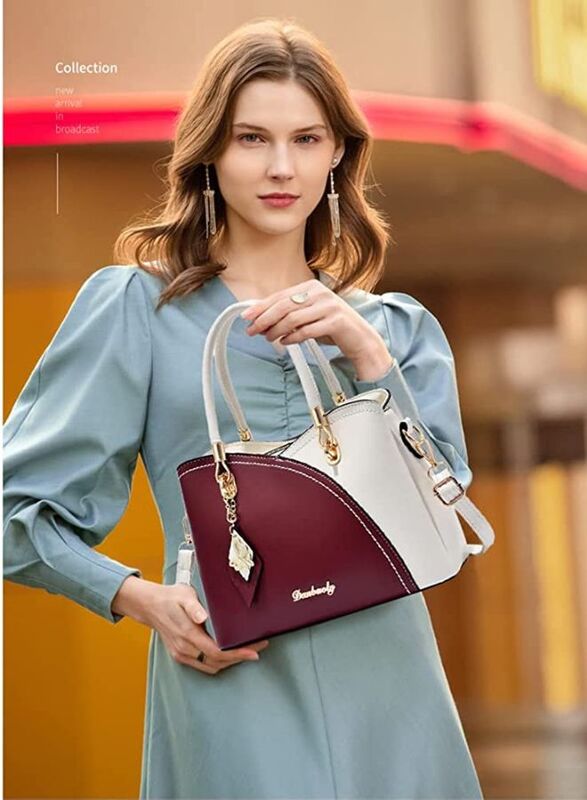 Classy Maroon Leather Handbag for Women with Three Compartments - The Perfect Blend of Style and Functionality