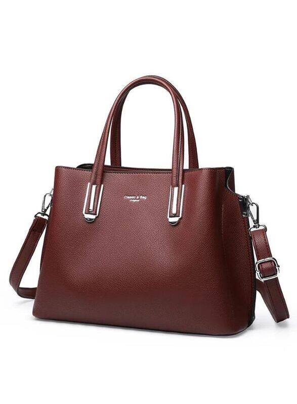 Elegant Shoulder Bags for Women Top-Handle Waterproof PU Leather Shoulder Bags, Burgundy