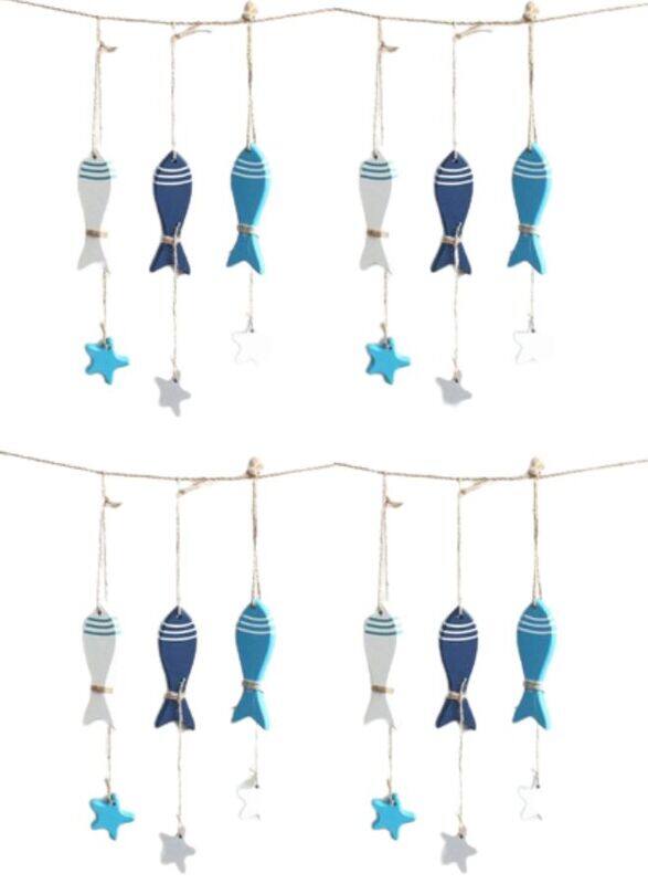 3 Pieces Wooden Fish Wooden Fish Mediterranean Maritime Wall Decoration Pack of 4