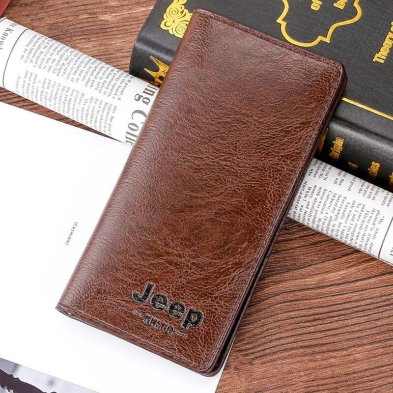 Bold Leather Wallet with Jeep Logo, Light Brown