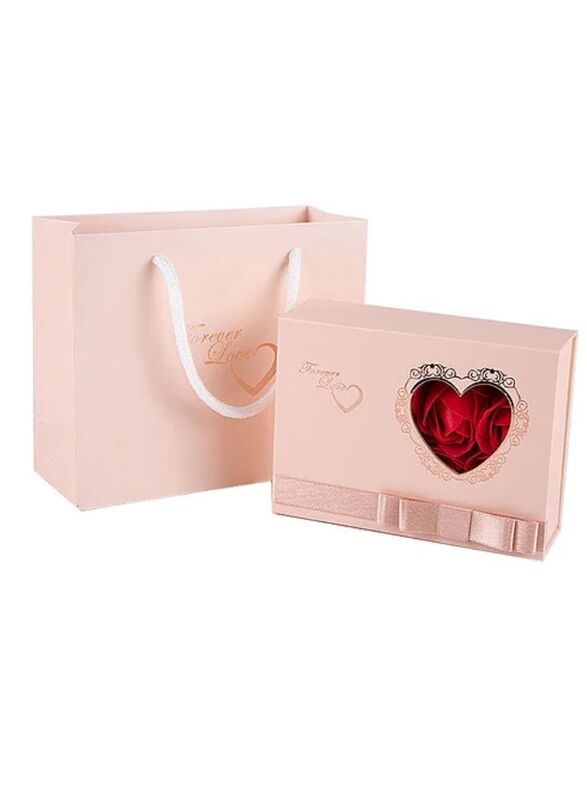 Romantic Valentine's Day Gift Box with Clover Necklace, Rose-themed Jewelry Packaging Box for Rings, Bracelets, and Necklaces, Perfect Valentine, Mother's Day and Anniversary