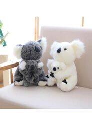 2 pcs Lovely Cotton made Koala Plush Toys Koala Bear Mother and Child Stuffed Soft Doll Kids Lovely Gift Toys 28cm, White