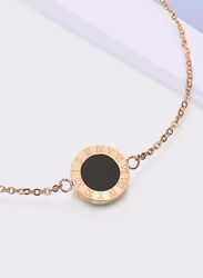Elegant Black Studded Rose Gold Color Chain Bracelet for Women, Best Gift for Birthday,Valentine Day for her