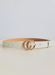 Double Opened Ring Buckle Womens Belt Soft Leather Mettalic Buckle