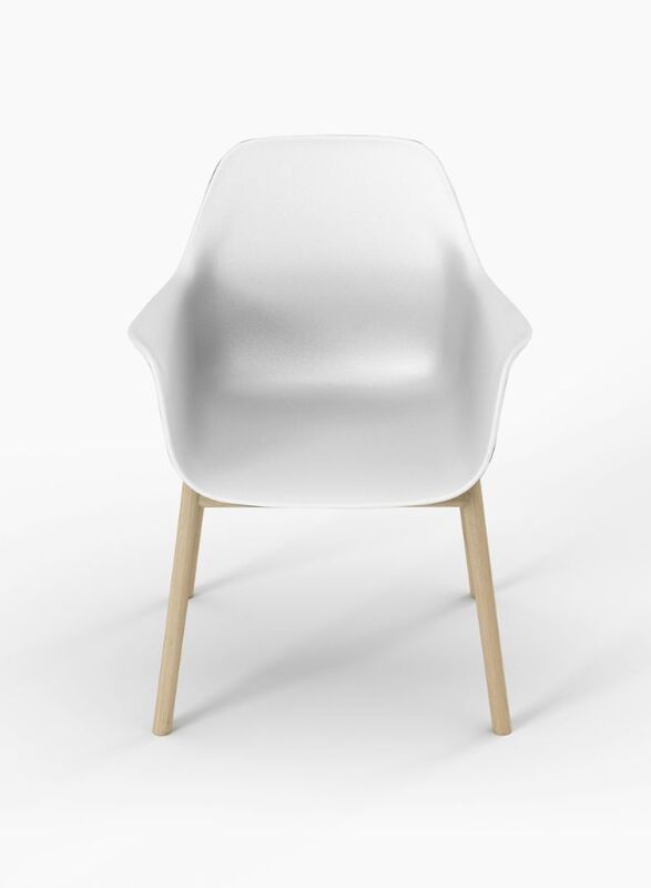 Wood Leg Plastic PP Back Office Chair, Visitor Chair For Office and Home, White