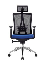 Modern Ergonomic Office Chair with Adjustable Headrest, Armrest and Footrest for Office Executives and Managers, Blue