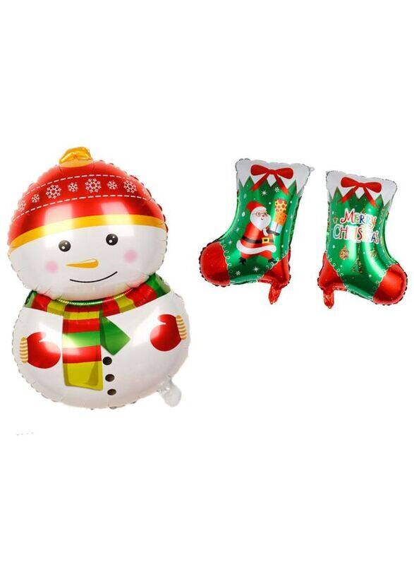 

Generic 2 pcs Christmas Decoration Foil Balloon Party Supplies for parties, celebrations, and decorating (Snowman & Gift Sock)