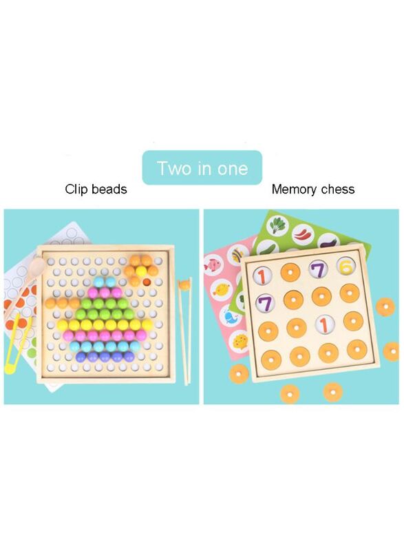 Two In One Memory Chess Clip Bead Game Baby Exercise Using Chopsticks Wooden Montessori Early Childhood Memory Training Toy