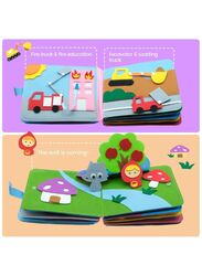 Felt Montessori Story Book Busy Board with DIY Page Sensory Toys for Basic Skill Learning, Travel Toys for Toddler Activity Developing Sensory Board
