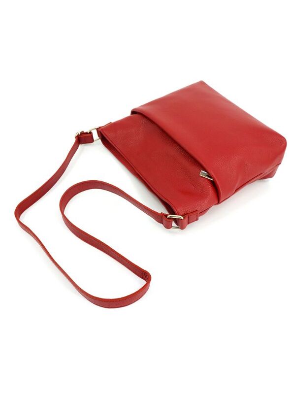 Effetty Women's medium size casual shoulder bag in leather made in Italy, Made of genuine leather, available in both winter and summer colors, Red