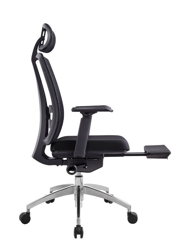 Modern Ergonomic Office Chair with Adjustable Headrest, Armrest and Footrest for Office Executives and Managers, Black