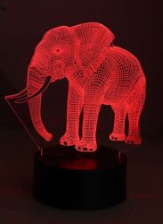 3D Elephant Shape Night Light Touch Table Desk Optical Illusion Lamps 7 Color Changing Lights Home Decoration Xmas Birthday Gift