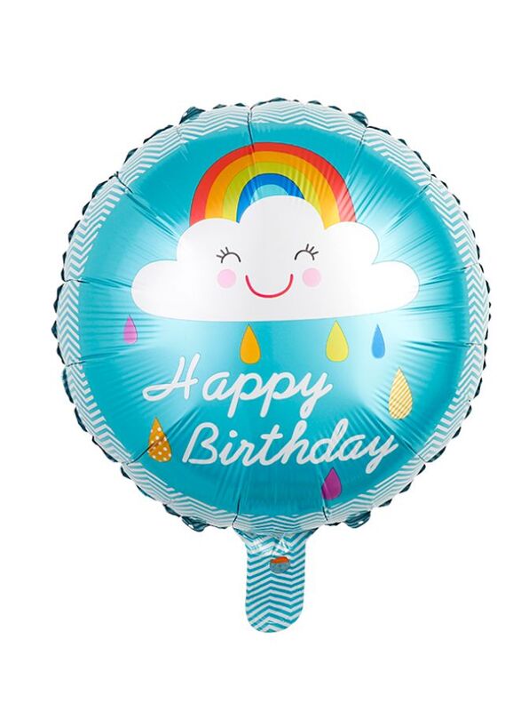 1 pc 18 Inch Birthday Party Balloons Large Size Rainbow Happy Birthday Foil Balloon Adult & Kids Party Theme Decorations for Birthday, Anniversary, Baby Shower, Blue