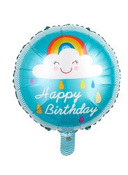 1 pc 18 Inch Birthday Party Balloons Large Size Rainbow Happy Birthday Foil Balloon Adult & Kids Party Theme Decorations for Birthday, Anniversary, Baby Shower, Blue