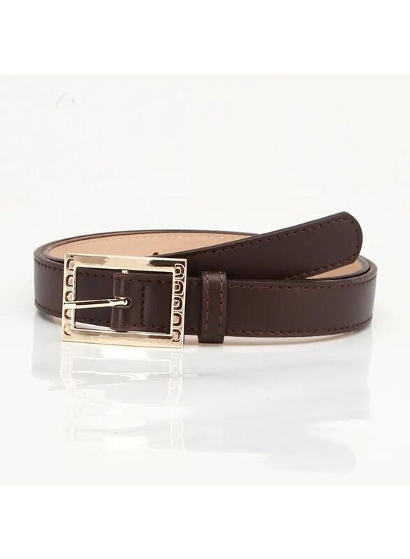 Elegant White Simple and Versatile Leather Belt for Women, Coffee - Size 115*2.4cm