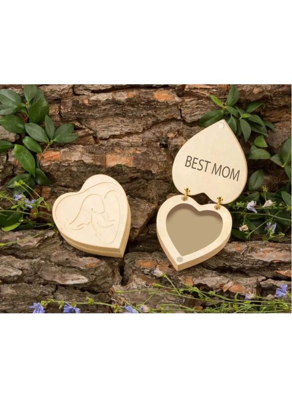 Heart-shaped Wooden Jewelry Box with Best Mom Engraved for Mothers as Mother's Day, Christmas, Birthday Gift