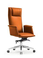 Luxury Swivel Brown Leather Computer Furniture Executive Ergonomic Office Chair with Headrest, Orange