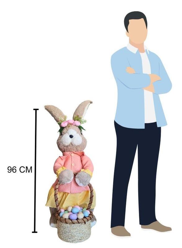 FATIO Straw Handmade Easter Bunny Figure Party and Easter Decoration Home Decor 96 cm
