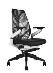 Office Furniture, Ergonomic Medium Back Office Chair Mesh Swivel Office Chair with White Frame, Black