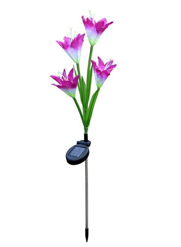 

Generic Beautiful Romantic Waterproof Solar Powered LED Simulation Lily Flower Light Lamp Landscape Lighting With Stake For Outdoor Garden Yard Lawn Path Balc