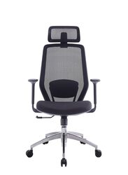 High Back Mesh Office Executive Chair With Headrest, Height Adjustable Black Frame Chair, Black