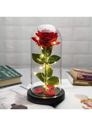 Enchanted Flower with Petals in Glass Dome Personalized Gifts for Women Girlfriend Valentine’s Day Mother’s Day Christmas Anniversary Birthday, Red