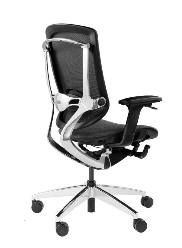 Ergonomic Revolving Chair for Office, Home and Shops with Adjustable Height, Armrest and Aluminum Base, Dark Grey