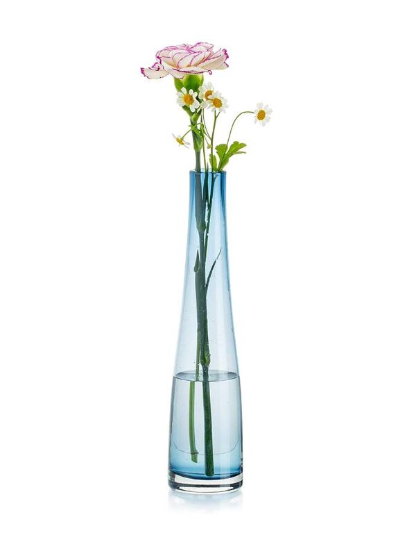 Glass Vase, Cylinder Flower Vase for Floral Arrangements, Weddings, Home Decor or Office, Blue