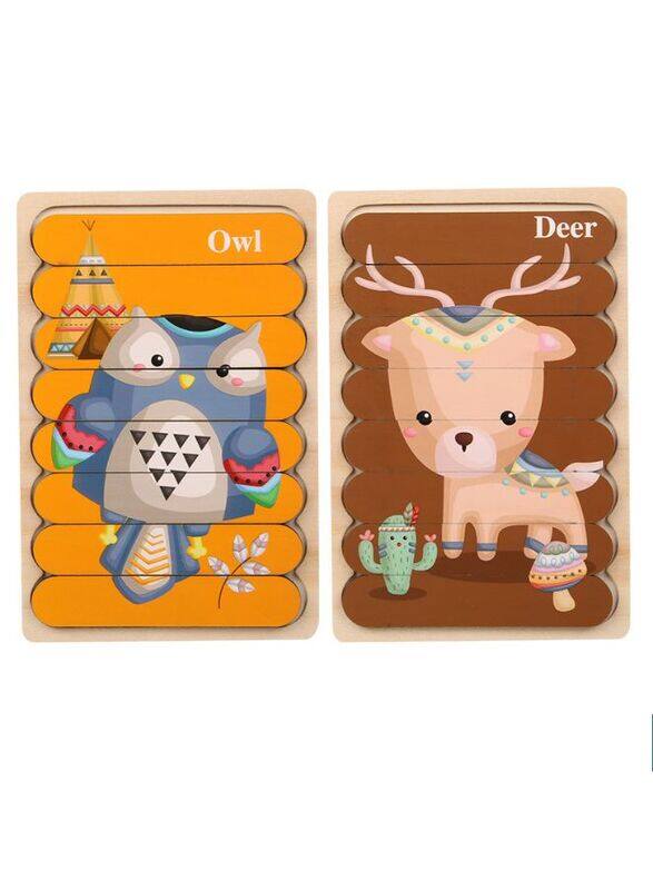 

Generic Wooden Toy 3D Double-sided Jigsaw Bar Puzzles Children’s Creative Story Stacking Matching Puzzle Early Educational Toys