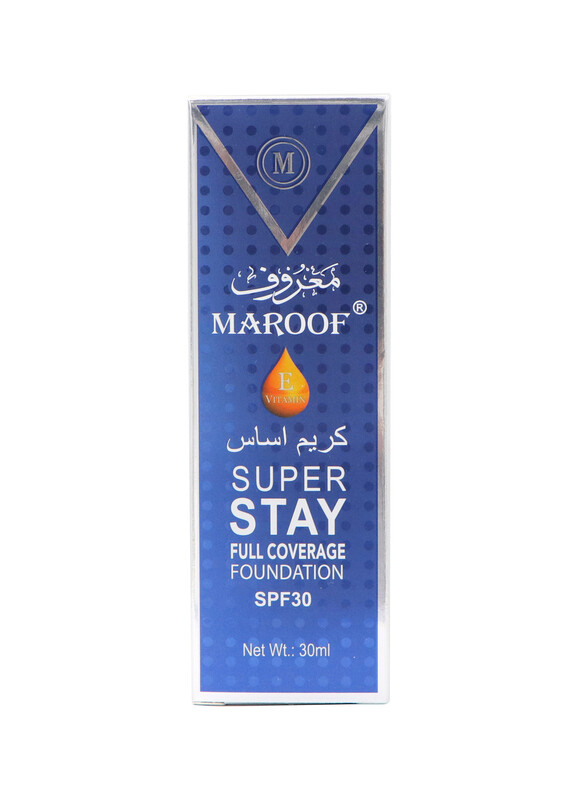 MAROOF 24 Hours Full Coverage Liquid Foundation SPF30, 30ml, 06 Tortilla