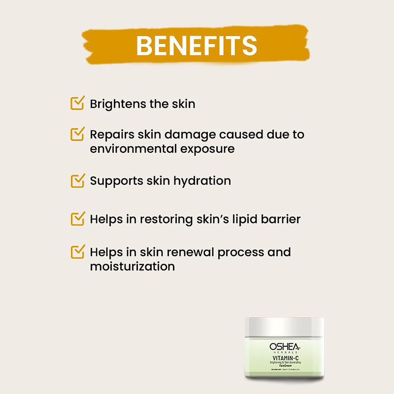 Oshea Herbals Vitamin C Brightening and Skin Illuminating Face Cream, 50g