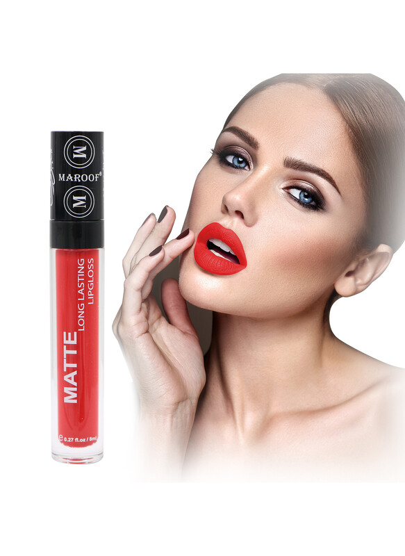 MAROOF Matte Long Lasting Lipgloss 8ml, 09 Tempting Red