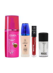 Maroof Matte Long Lasting Lipgloss 04 with Foundation, Glitter Powder & Oshea Toner Combo