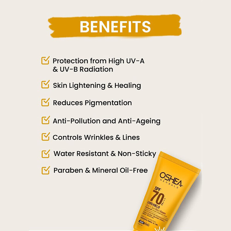 Oshea Herbals UVShield 9 In 1 Sun Block Cream SPF-70 PA+++, 120ml