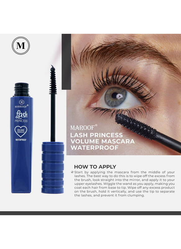 Maroof Women's Volume Mascara Lash Princess Waterproof 12ml, Black