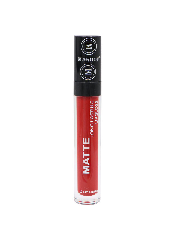 MAROOF Matte Long Lasting Lipgloss 8ml, 07 Fire Red