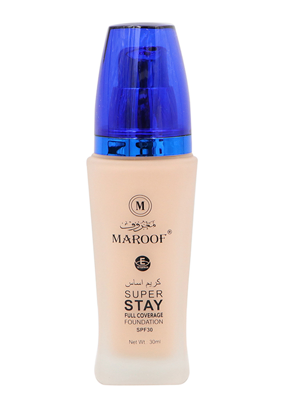 Maroof 24 Hours Full Coverage Liquid Foundation SPF30, 30ml, 03 Soft Beige