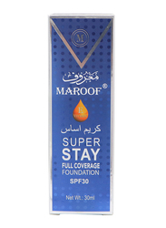 Maroof 24 Hours Full Coverage Liquid Foundation SPF30, 30ml, 04 Sandy Beige