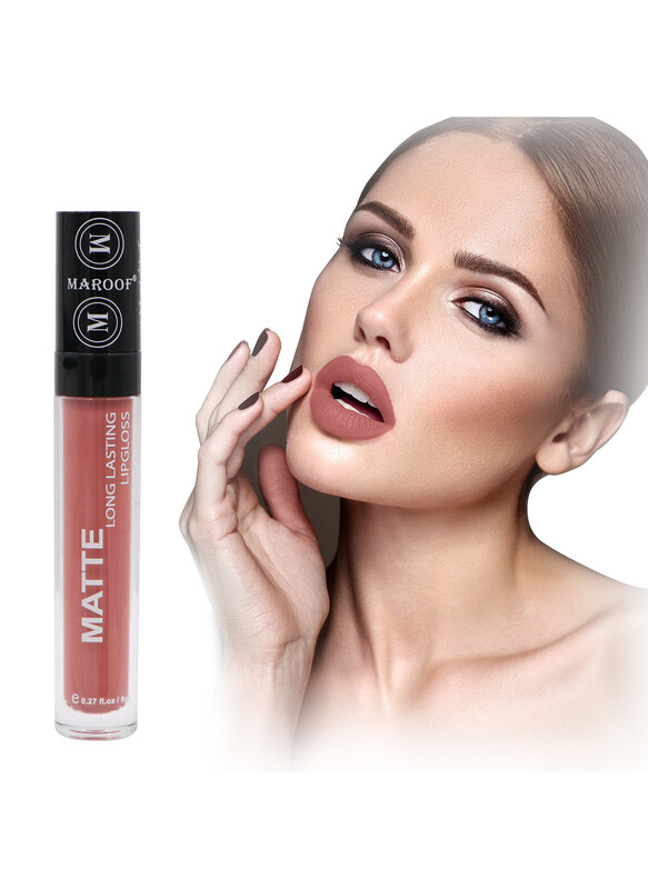 MAROOF Matte Long Lasting Lipgloss 8ml, 15 Nude